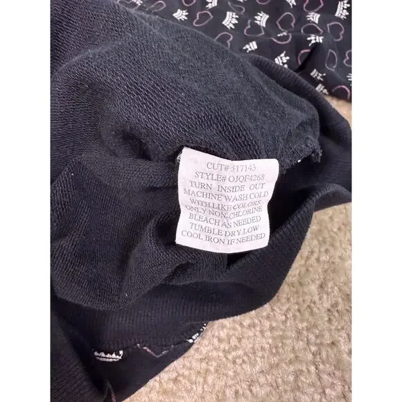 Big Flirt Y2K Black Pink Heart Crown Print Full Zip Hoodie Sweatshirt SZ S E259 - Picture 6 of 12